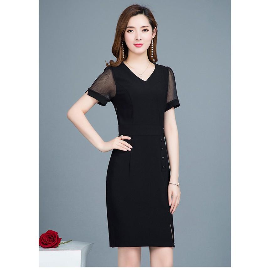 DRESS388 Đầm dạ tiệc tay phối lưới