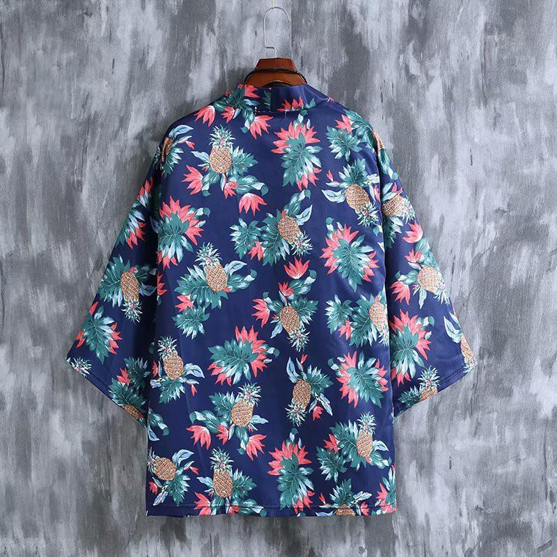 Áo Sơ Mi Nam Dáng Rộng Họa Tiết Hoa Phong Cách Hawaii Nhật Bản