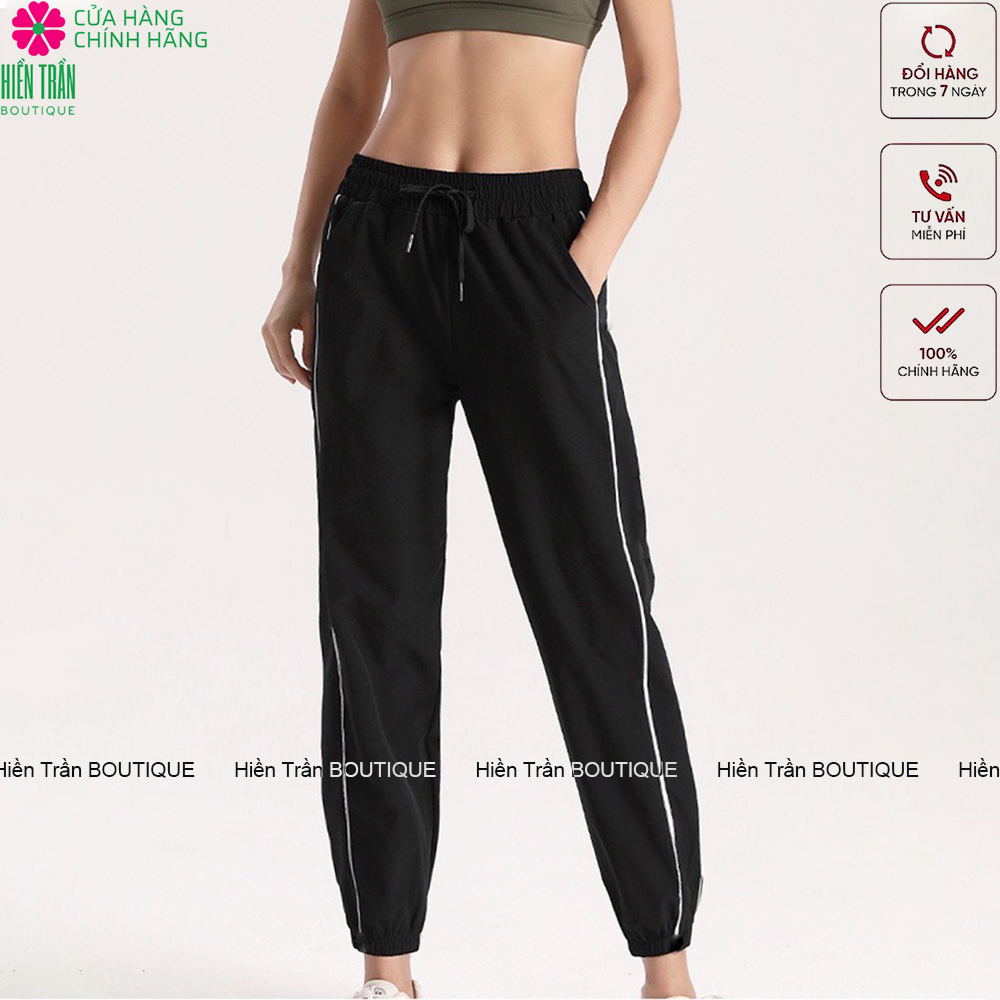 Quần jogger nữ Hiền Trần BOUTIQUE bom vải gió mịn chất nhẹ chống nhăn cạp chun năng động cá tính thể thao tập gym