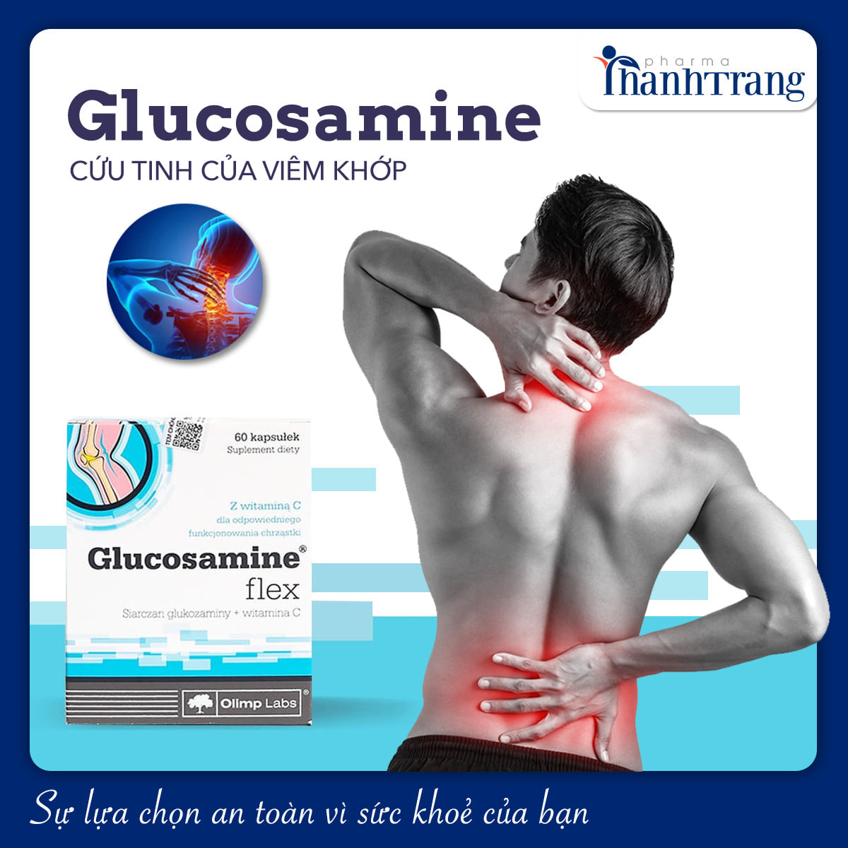 Viên uống bổ khớp Glucosamin Flex hỗ trợ giảm các triệu chứng của thoái hóa khớp, đau sưng khớp, khô khớp