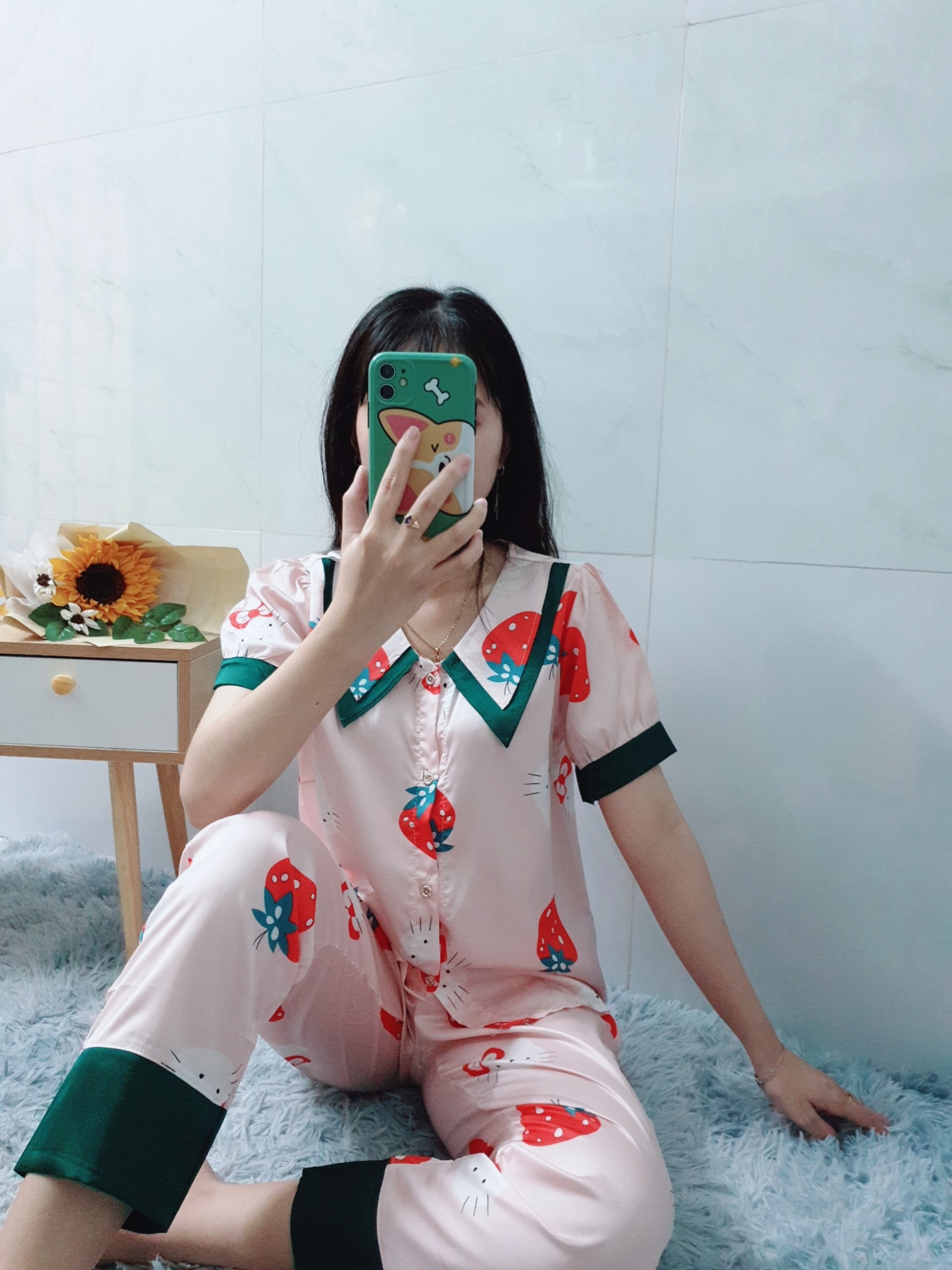 Đồ Bộ Pijama Mặc Nhà Nữ - Kiểu Dáng Dễ Thương, Sang Trọng - Vải Lụa Cao Cấp, Thoáng Mát, Mềm Mịn