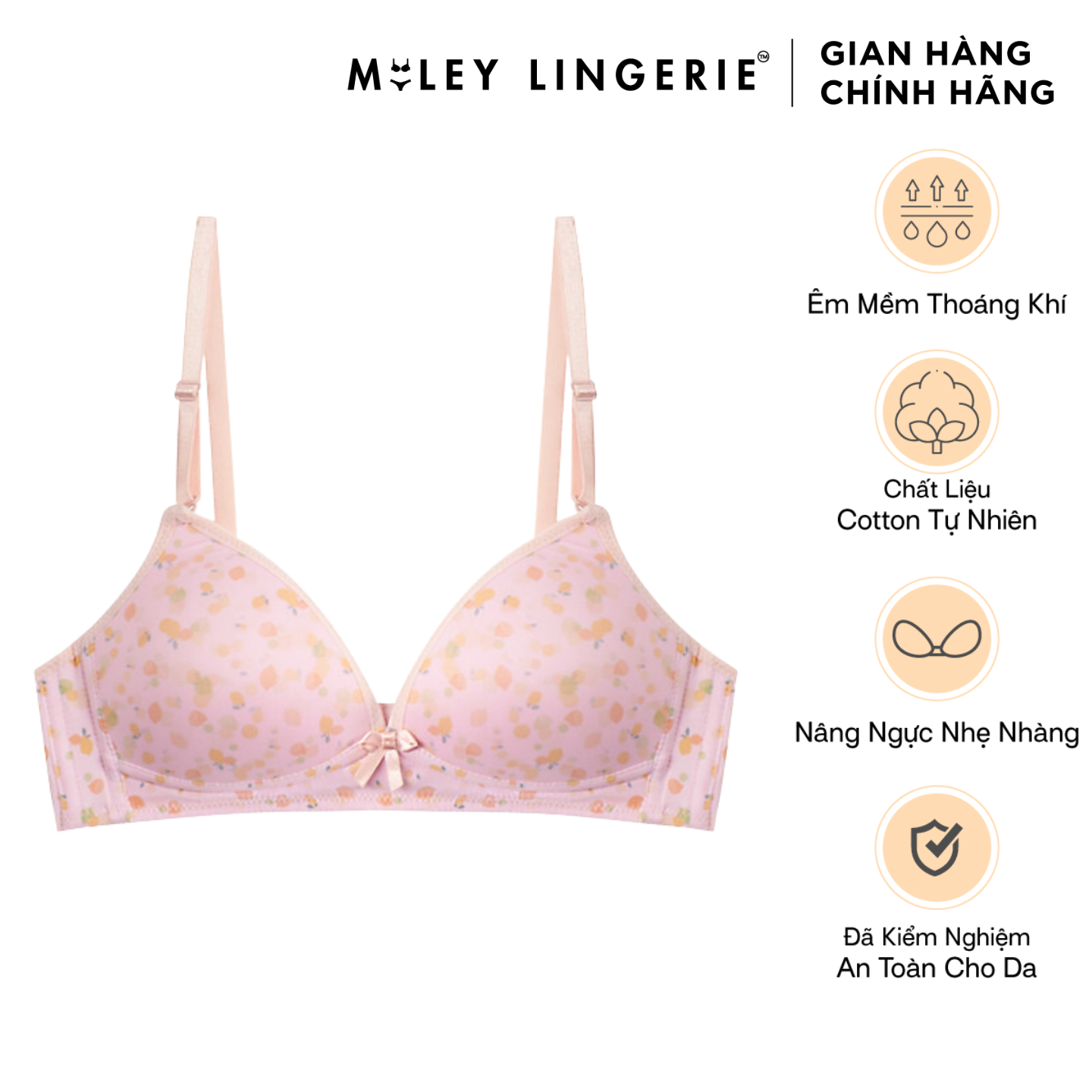 Ao Ngực Nữ Không Gọng Thun Lạnh Mút Mỏng Hoa Văn Active Miley Lingerie - Màu hồng đậm BRM12015