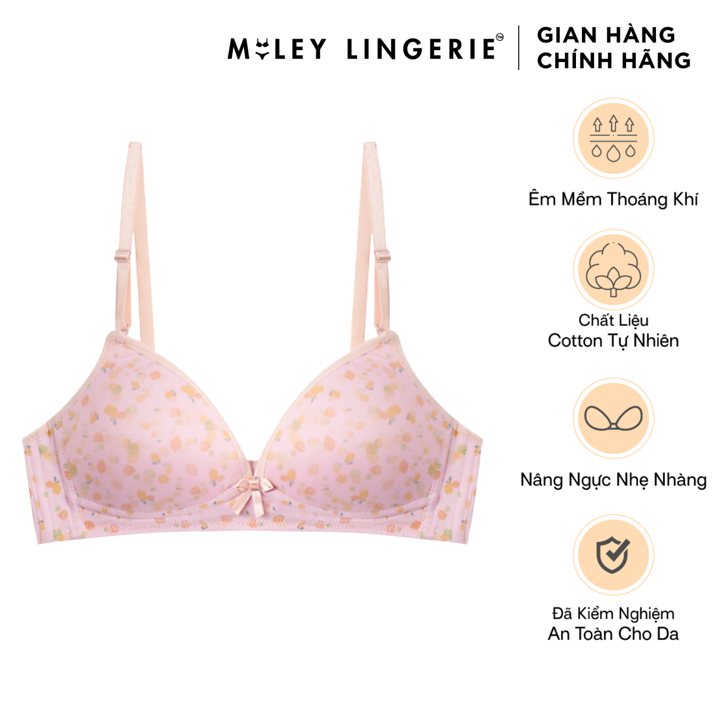 Áo Ngực Nữ Không Gọng Thun Lạnh Mút Mỏng Hoa Văn Active Miley Lingerie - Màu hồng đậm BRM12015