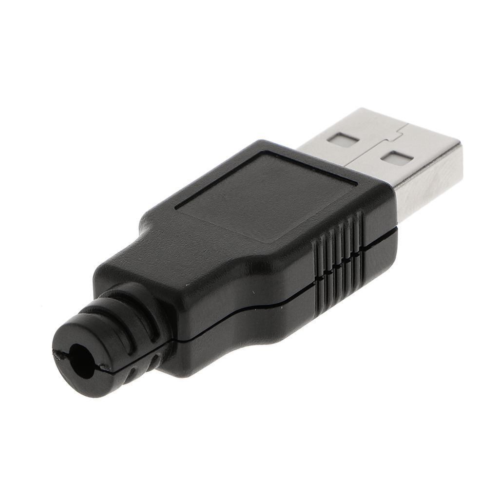 10 pack USB2.0 Type A Male 4pin Plug Socket Connector Adapter  Black