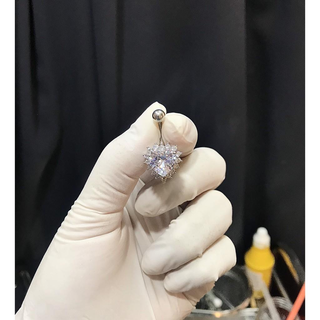 KHUYÊN RỐN TRÁI TIM ĐÁ TO SANG TRỌNG - XUÂN SHOP CHUYÊN KHUYÊN NHẬP THÁI