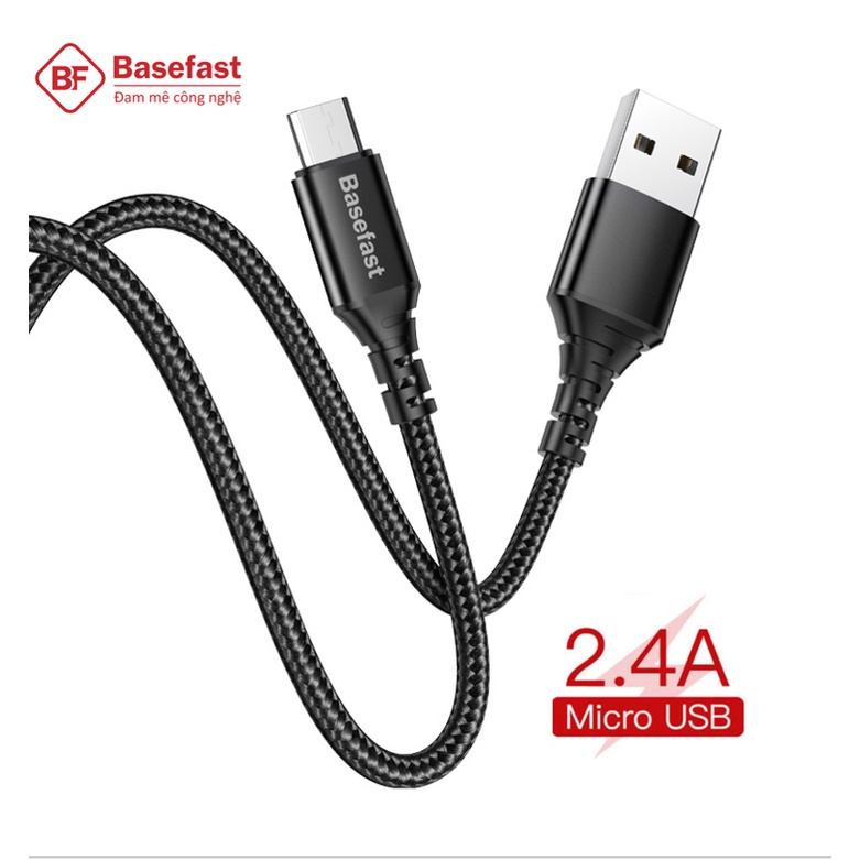 Dây sạc Micro USB cao cấp Basefast máy android - Cáp bọc dù siêu bền sạc nhanh cho Samsung , xiaomi CS14M - Hàng Chính Hãng