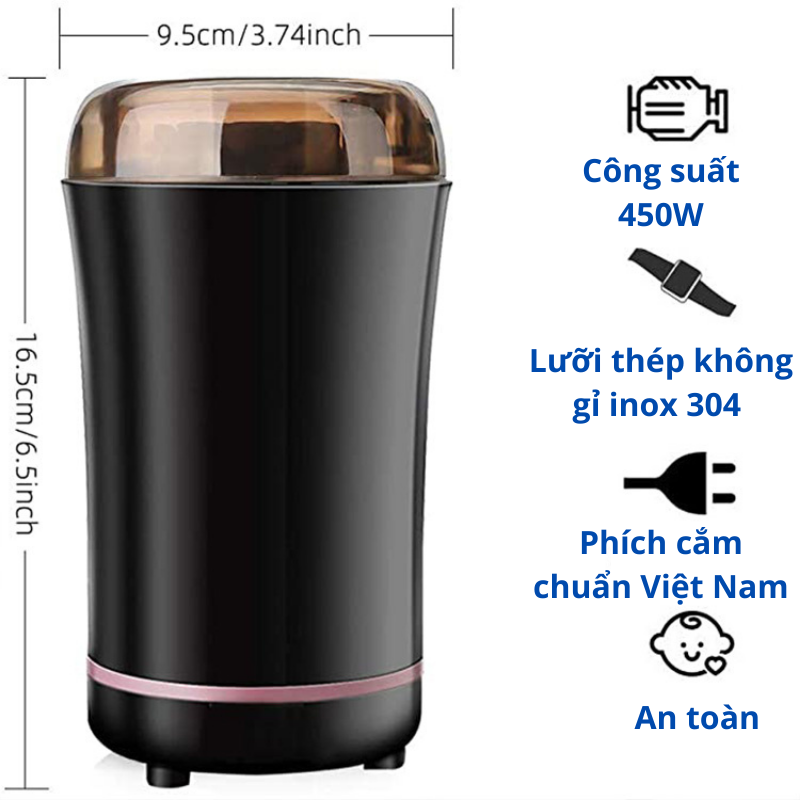 Máy Xay Bột Ngũ Cốc Gia Vị Cafe Hạnh Nhân Muối 450W BUGU BG-M01 - Hàng Chính Hãng