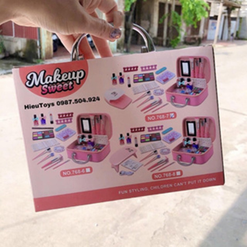 Vali Trang Điểm Cho Bé Gái, Đồ Chơi Makeup, Đồ Chơi Làm Đẹp Cao Cấp, Dễ Làm Sạch-Kèm Máy Hơ Móng