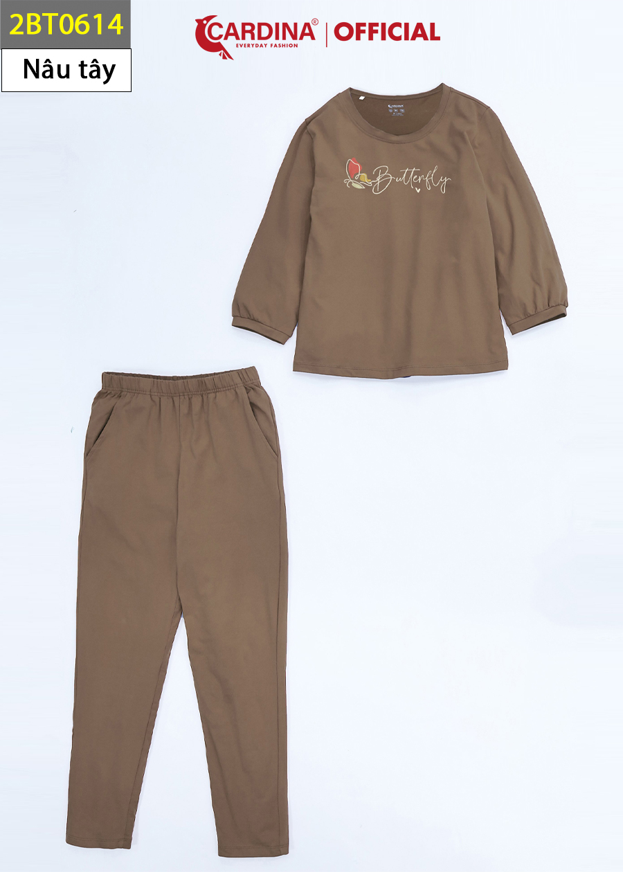 Bộ Thu Đông Nữ CARDINA Chất Cotton Dáng Thể Thao Cao Cấp In Chữ Trẻ Trung Năng Động 2BT06