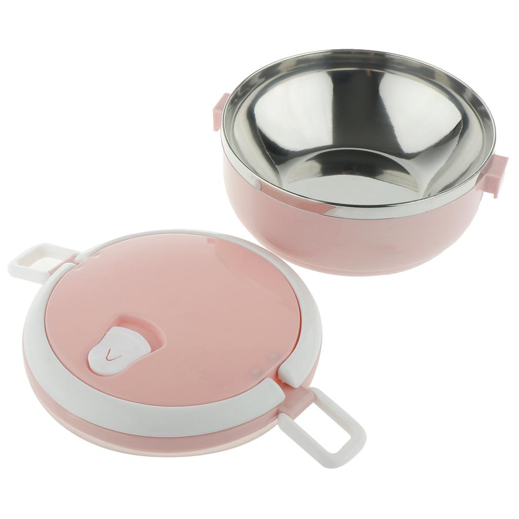 Student Stainless Steel Thermal Lunch Box Portable Tiffin Bento Box Pink