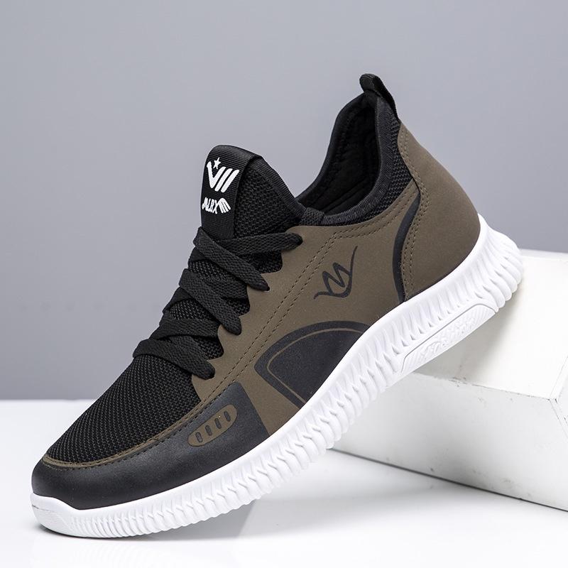 Giày Thể Thao Nam, Sneaker Da Phối Lưới Siêu Nhẹ, Đế Cao Su Non Siêu Mềm, Êm Chân BN0135