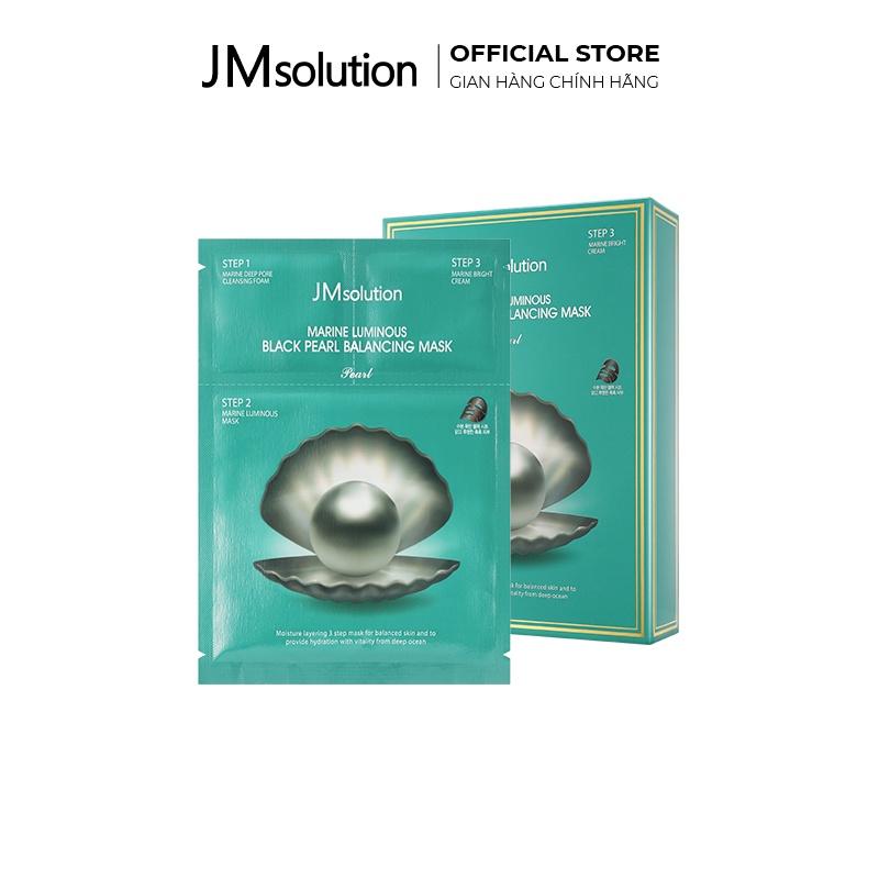 Mặt Nạ Cấp Ẩm Và Cân Bằng Da 3 Bước Chiết Xuất Ngọc Trai Đen JMsolution Marine Luminous Black Pearl Balancing Mask Pearl