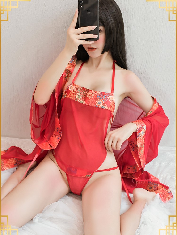 Đồ ngủ Sexy Cosplay áo yêm Trung Hoa kèm áo choàng chuyên chụp ảnh Bar Sàn Studio