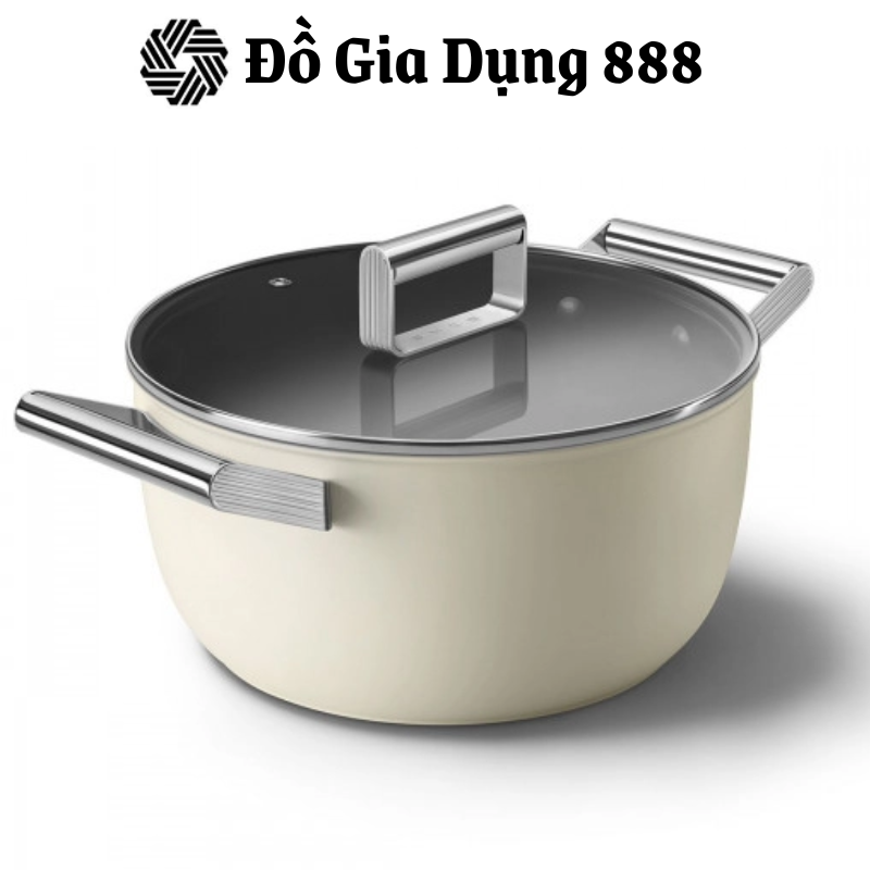 Nồi Smeg Casserole CKFC24411CRM 24cm màu kem - Made in Italy Hàng Chính hãng