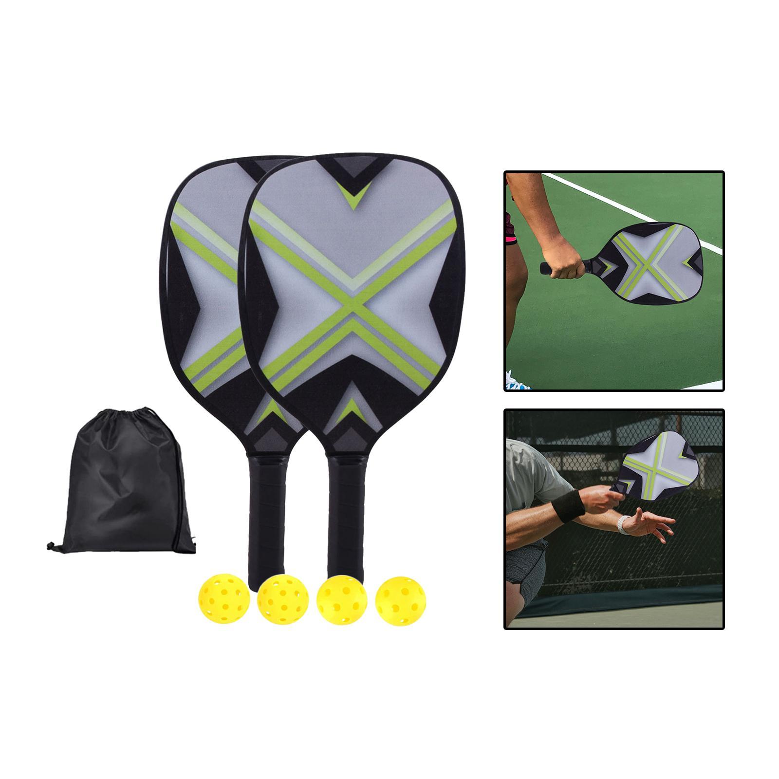 Pickleball Paddles Set of 2 Rackets with 4 Balls and Storage Bag for Indoor and Outdoor Tournament
