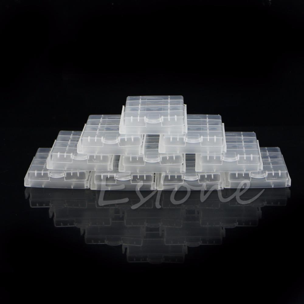10 Chiếc Nhựa Cứng Pin Ốp Lưng Giá Đỡ Hộp Bảo Quản 4X AA Pin AAA Trắng