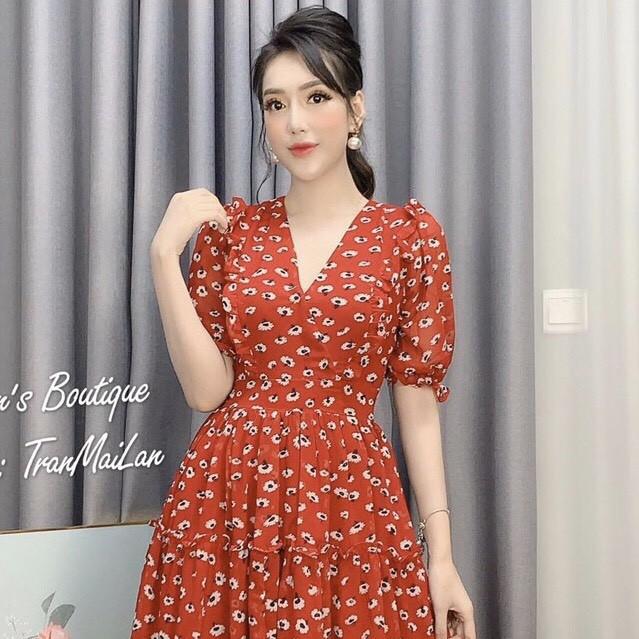 Đầm xòe hoa tầng tiểu thư xinh xắn