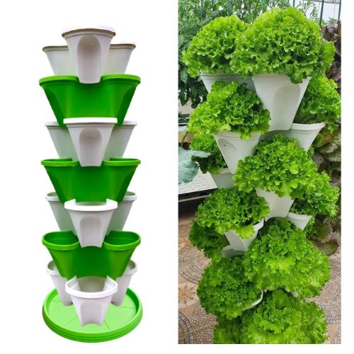Chậu Tháp , Tháp Trồng Rau Hữu Cơ/ Tháp Trồng Hoa / Dâu Tây - Nhựa Cao Cấp, Tiện Lợi, Tiết Kiệm Không Gian, Trang Trí Nội Thất, Sân Vườn