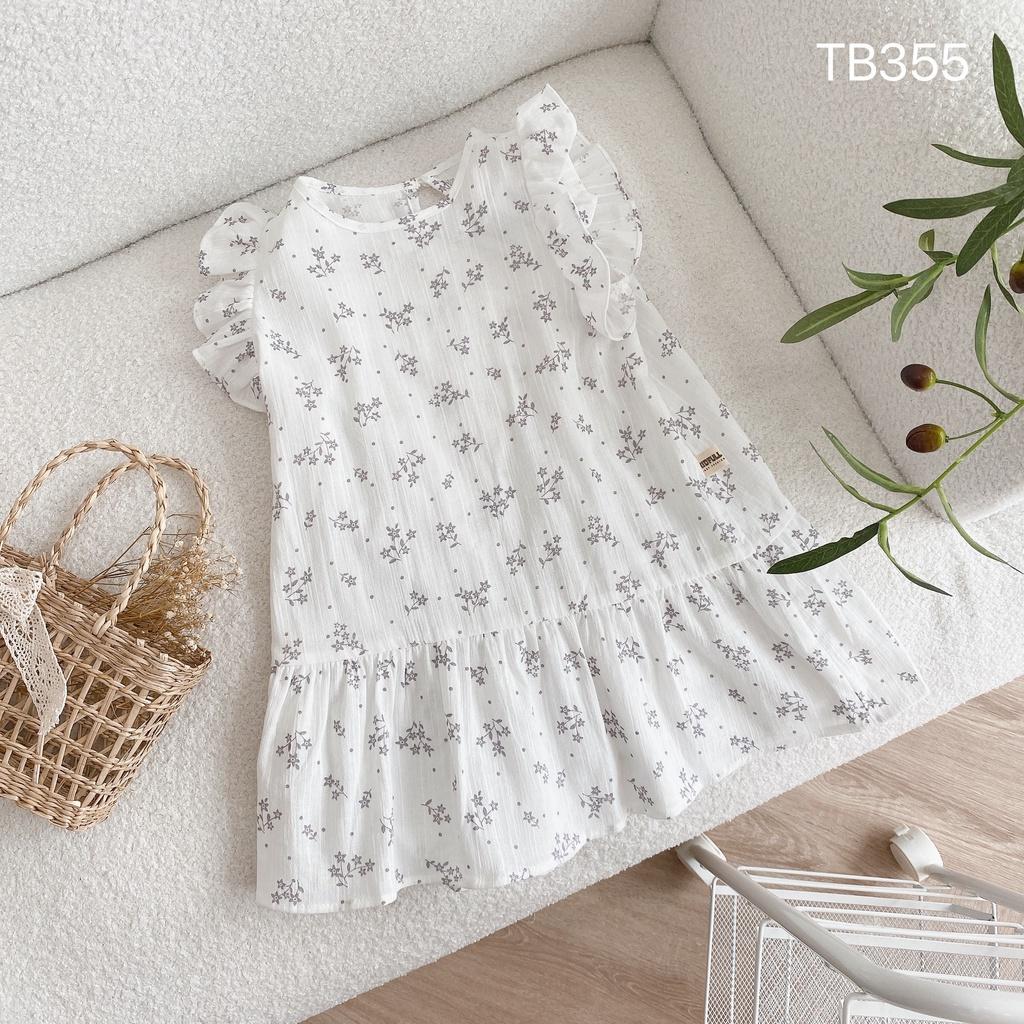 Váy đuôi cá hoa nhí, váy cánh tiên cho bé gái chất đũi thô mềm mát size 80 - 130