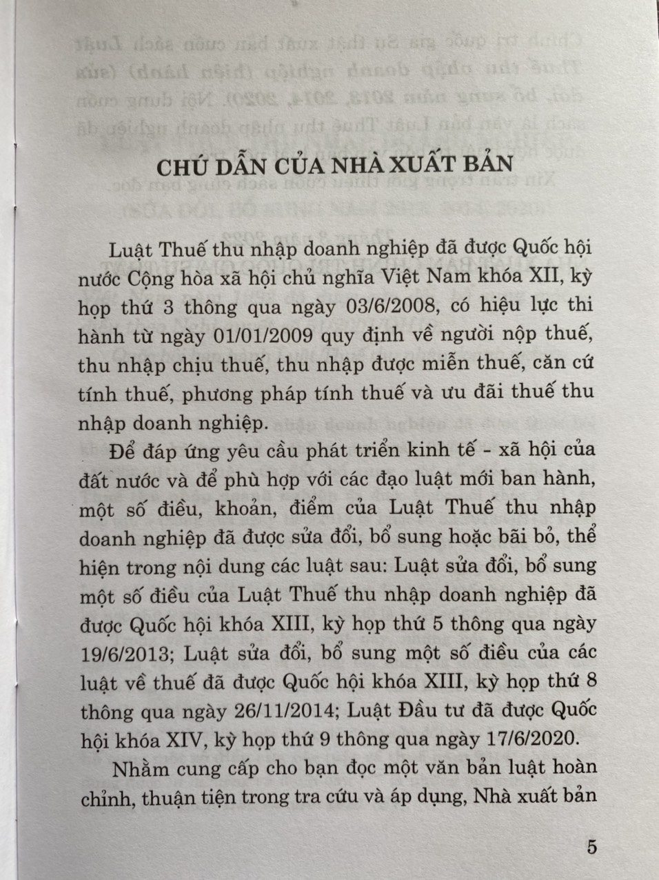 Luật Thuế Thu Nhập Doanh Nghiệp (hiện hành) (sửa đổi, bổ sung năm 2013, 2014, 2020)