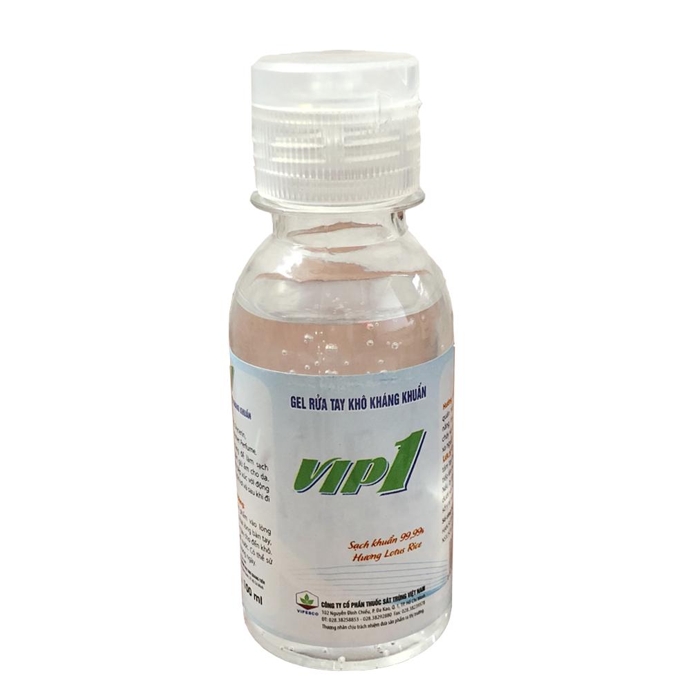 Gel Rửa Tay Khô, Gel Rửa Tay Kháng Khuẩn, Nước Rửa Tay Diệt Khuẩn Vip1 100ml - Bảo Vệ Vượt Trội, Loại Bỏ 99,9% Vi Khuẩn và Cân Bằng Độ Ẩm Cho Da