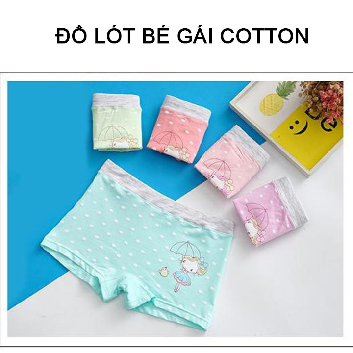 Combo 5 chiếc quần lót bé gái vải cotton cao cấp nguyên chất