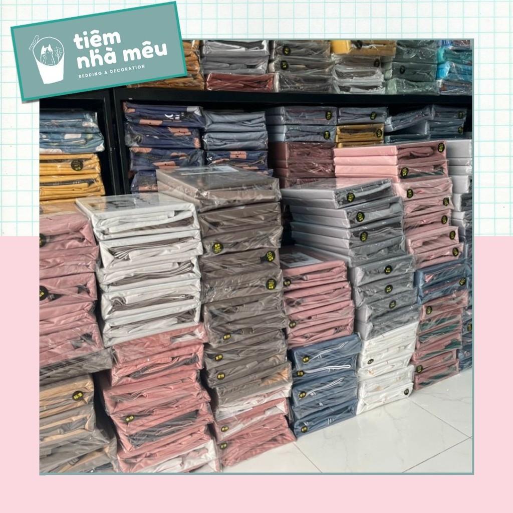 Bộ Chăn Ga Gối Lụa m6/m8/2m - Tiệm Nhà MêuSet 4 Món Tencel Basic Màu Trơn Chữ Sumoi Bóng Siêu Mềm Mát