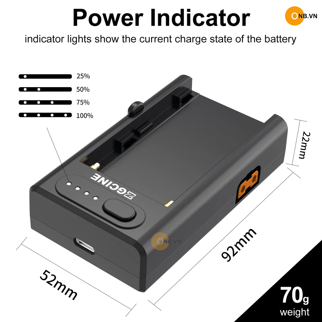 ZGCine Dock sạc Pin NP F550 F750 F970 có output DTap Type C