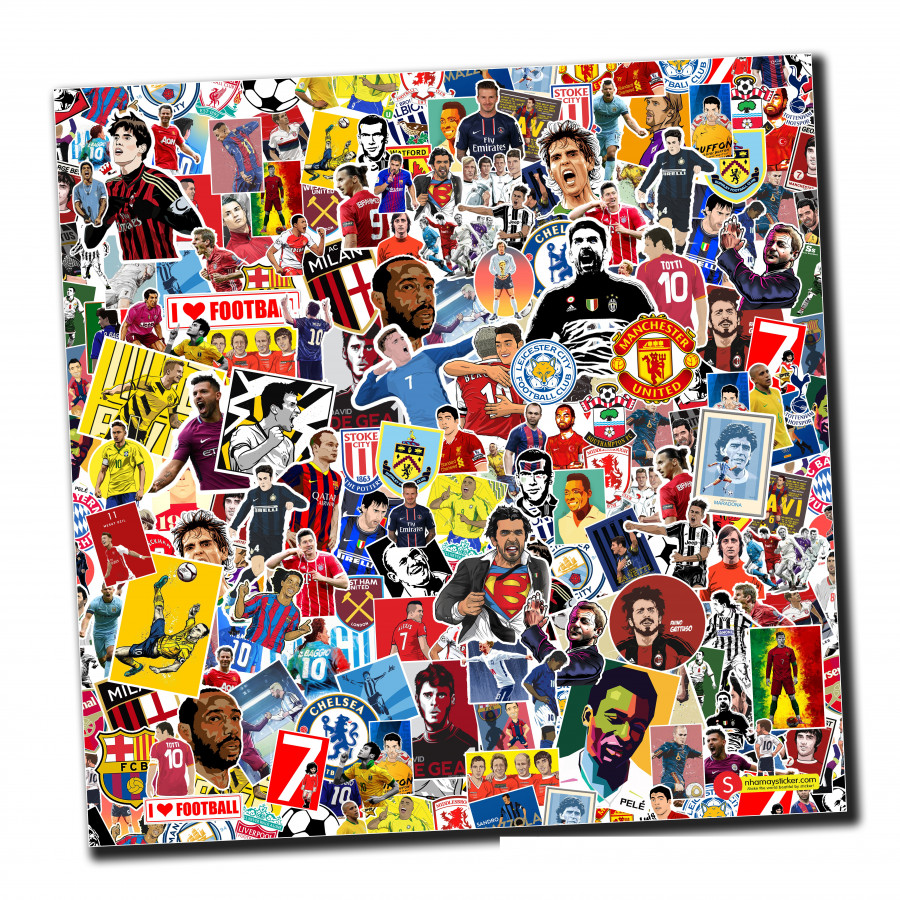 Sticker bomber hình dán nguyên tấm 50x50cm chủ đề - Bóng đá Football