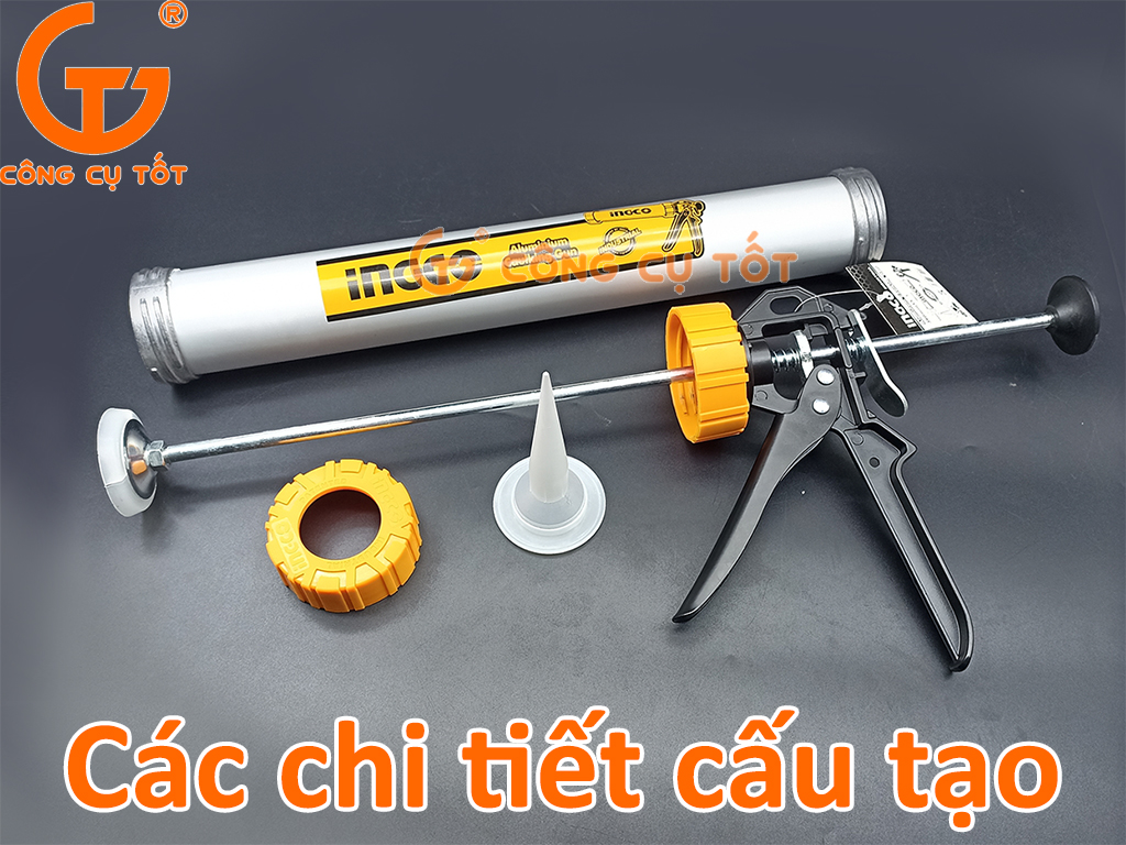 Dụng cụ bơm silicon ống nhôm Ø54 x 380mm Ingco HCG0115