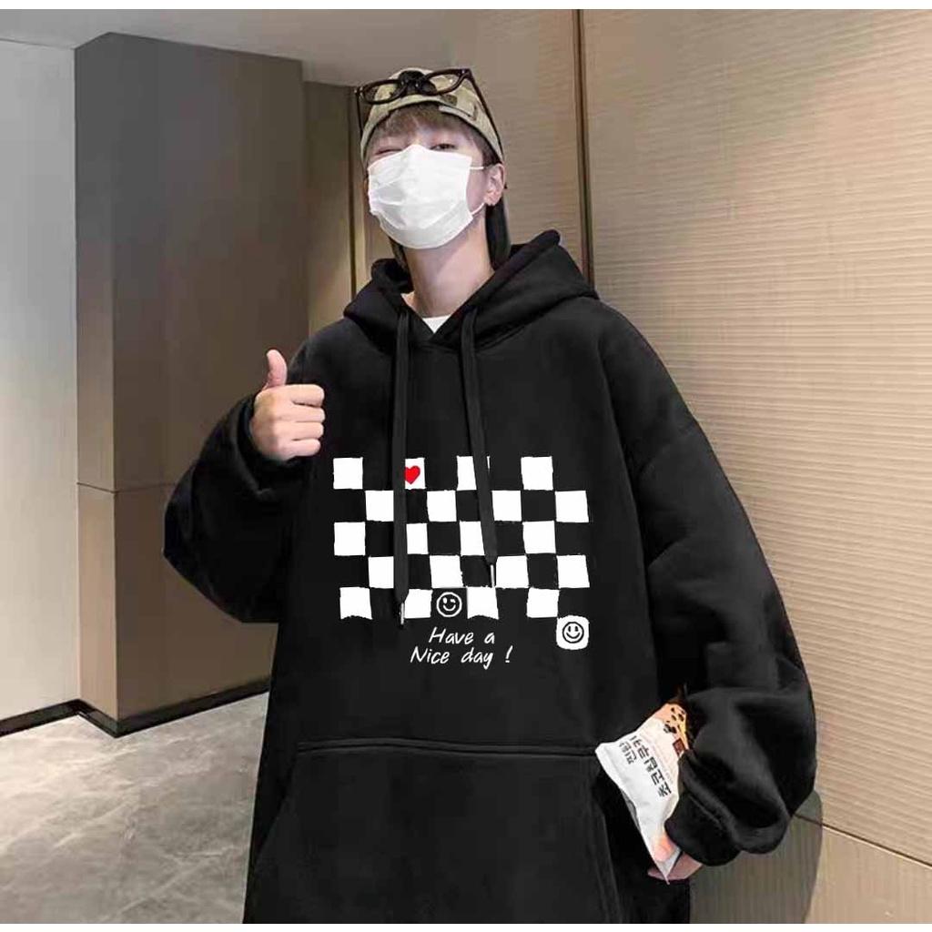 Hot Áo Hoodie bàn cờ 2 màu Xanh rêu, đen chất liệu nỉ bông siêu ấm Mẫu Trend 2023 fom rộng nam nữ.