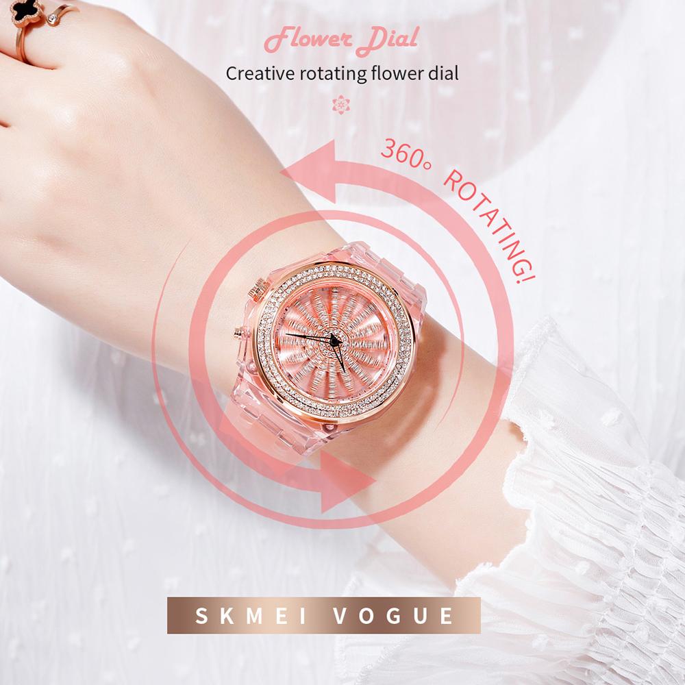 Đồng hồ SKMEI 1536 Nữ Quartz Mặt số LED đầy màu sắc Đèn nền LED Vỏ trong suốt