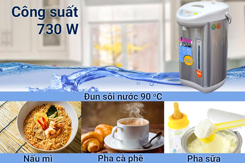 Bình thủy điện thép không gỉ Comet CM3217 3.4 Lít (Bạc) - Hàng Chính Hãng