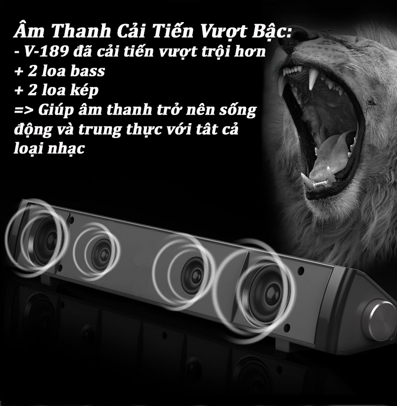 Hàng Chính Hãng - Loa SADA V-189, Hỗ Trợ Bluetooth 5.0, Công Suất Lớn