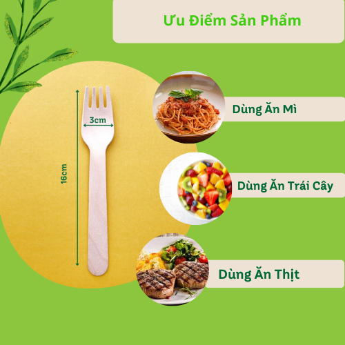 10 Cái Nĩa Gỗ 16cm Dùng Ăn Trái Cây, Mỳ Y, Tiện Lợi Vệ Sinh An Toàn Cho Sức Khoẻ Dùng 1 Lần - Egreen Dùng 1 Lần