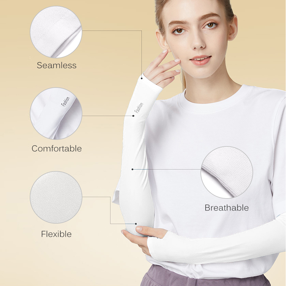 1 Cặp Tay Áo Làm Mát Chống Tia UV Dành Cho Người Đạp Xe/Lái Xe/Chạy Bộ