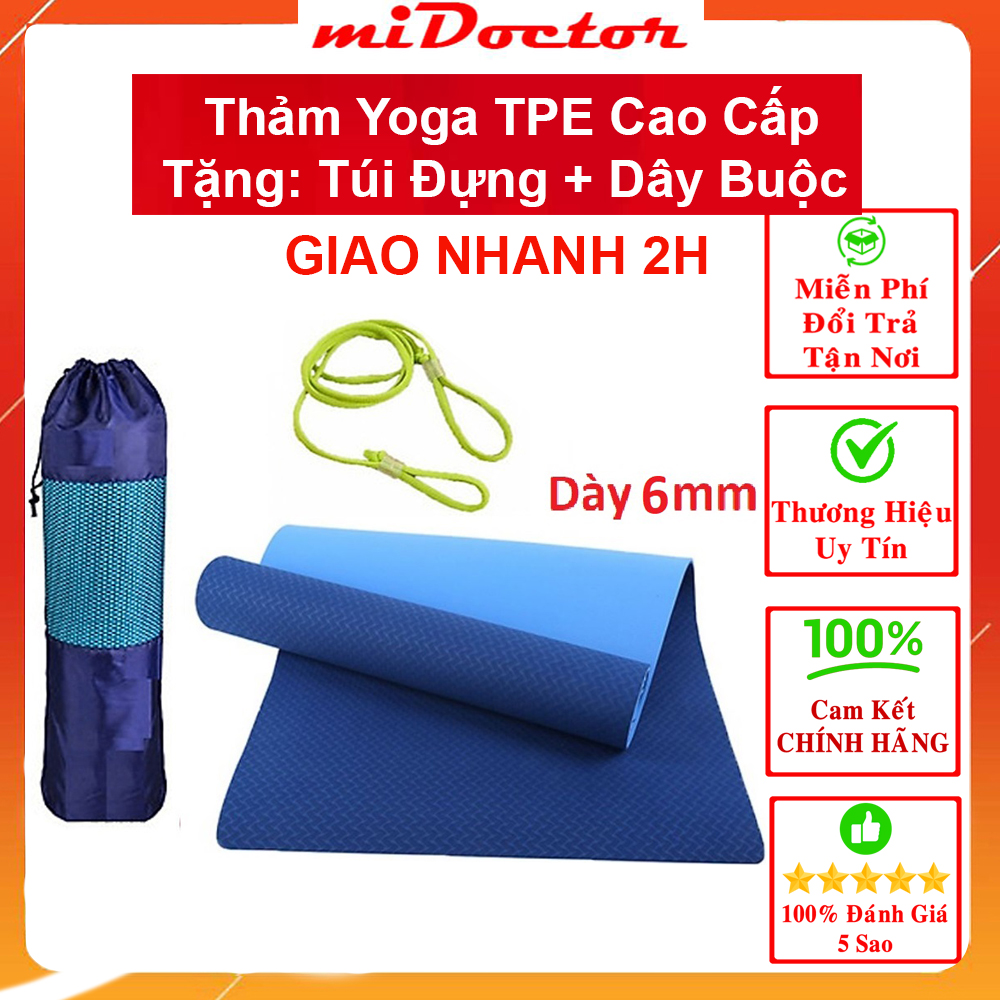 Thảm Tập YoGa miDoctor +Bao Thảm Tập Yoga + Dây Thảm Tập Yoga