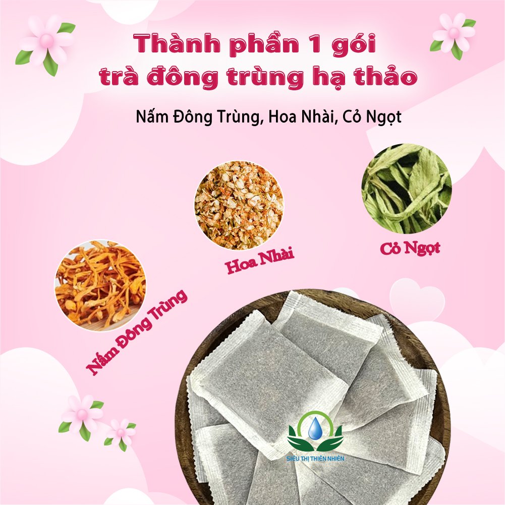 Trà Đông Trùng Hạ Thảo hộp 30 Túi Lọc x 3Gram giúp tăng cường miễn dịch, bổ thận của Siêu Thị Thiên Nhiên