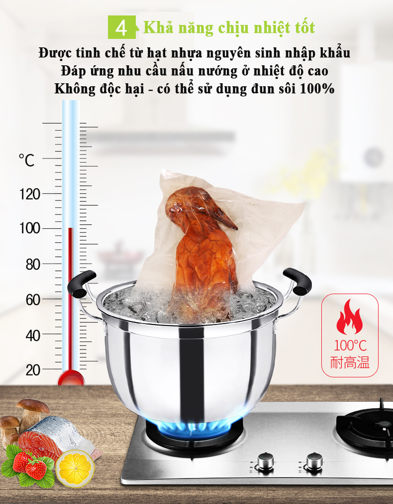 Túi Hút Chân Không Thực Phẩm Hai Mặt Trơn (1kg) - 22cmx25cm