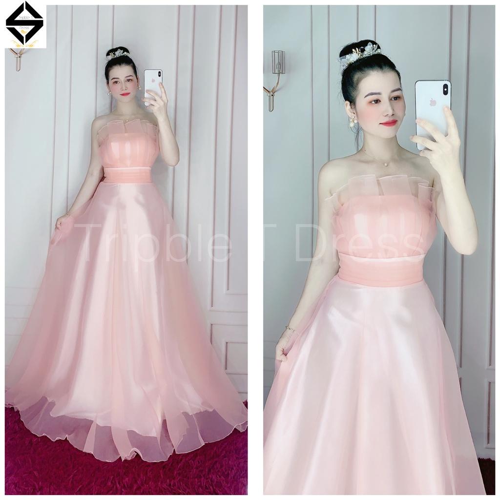 Đầm maxi xòe cúp mặc cưới nhẹ nhàng xếp ly ngực TRIPBLE T DRESS - size S/M