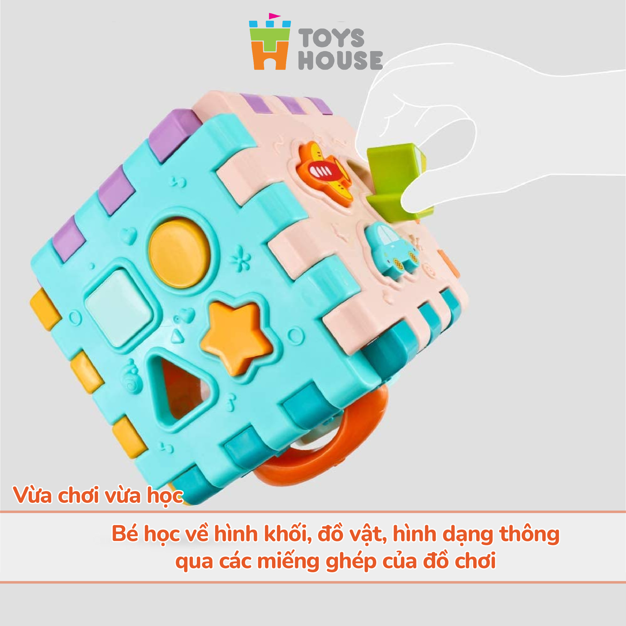 Đồ chơi thả hình khối đa năng kiêm lắp ghép có đèn nhạc - Đồ chơi giáo dục cho bé ToysHouse HE0530