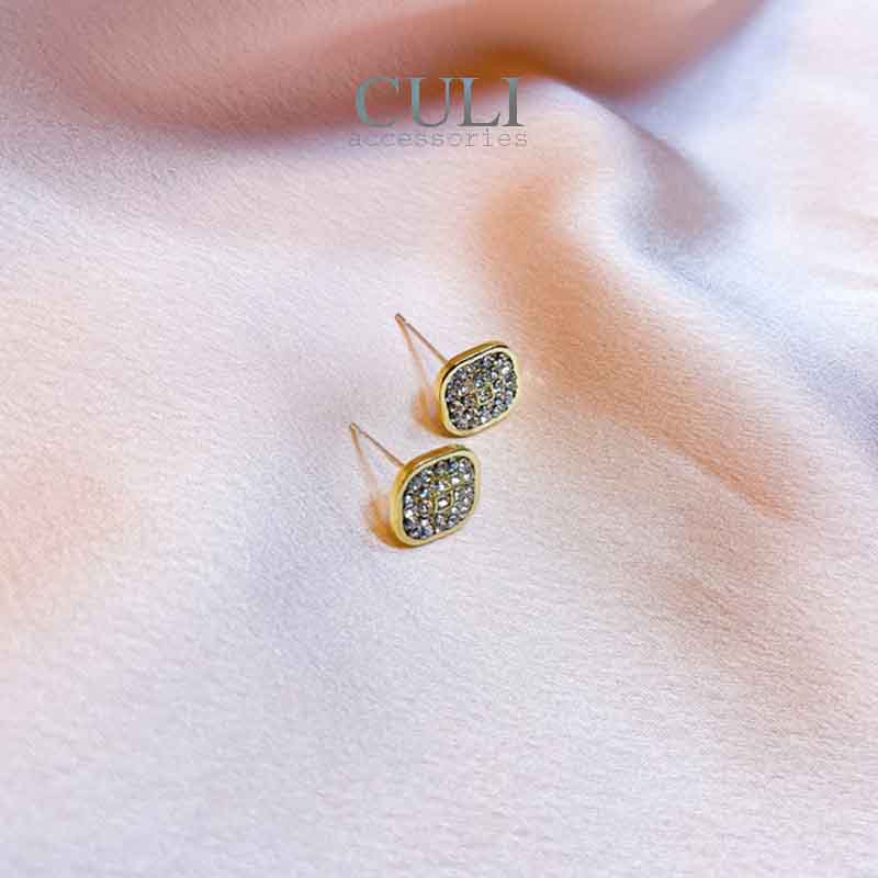 Khuyên tai hình vuông đính đá zircon, thời trang, sang trọng HT681 - Culi accessories