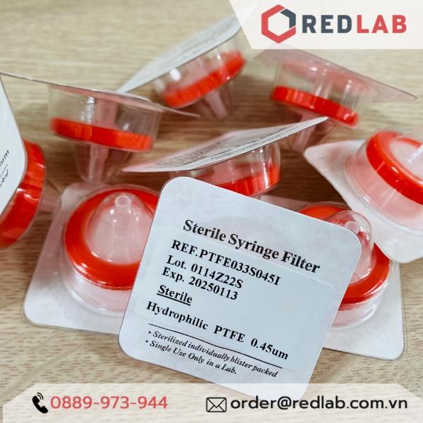 Đầu lọc syringe tiệt trùng PTFE033S045I dùng cho PRP, lỗ lọc 0.45µm chính hãng Finetech - Combo 10 cái