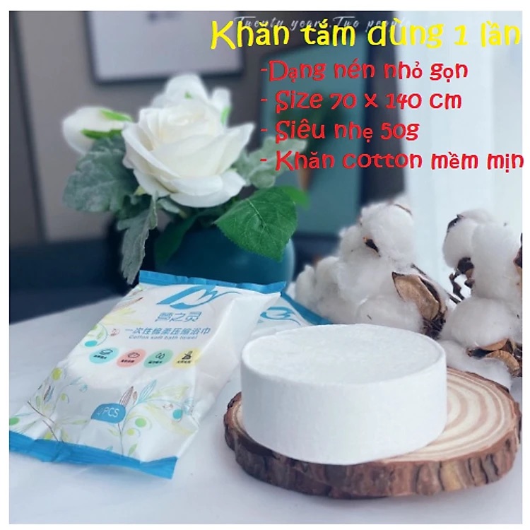 Combo 5 Khăn Tắm Nén Bằng Cotton Tiện Lợi Dùng Một Lần 70*140 cm - Khăn Nén Du Lịch - Khăn Nén Spa