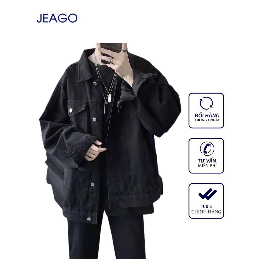 Áo Khoác Jeans Đen Xanh Trơn Dành Cho Nam Nữ JEAGOVN