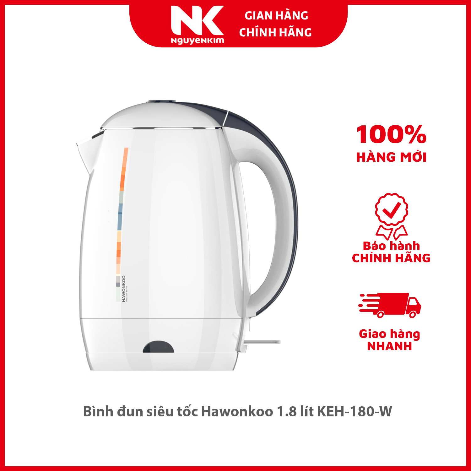 Bình đun siêu tốc Hawonkoo 1.8 lít KEH-180-W - Hàng chính hãng