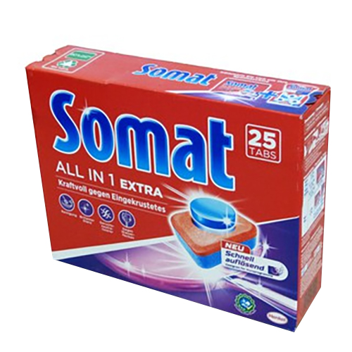 Viên rửa ly Somat Tabs 10 All in one Extra 450g- Hộp 25 viên