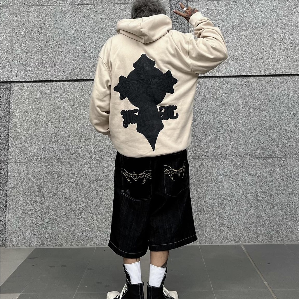 Áo hoodie local brand nam nữ Persent 629 hình in gân nổi , khoác nỉ chân cua unisex , form rộng chữ thập - Gin store