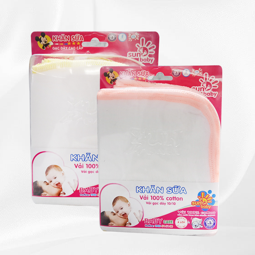 10 khăn sữa dày vĩ trung 100% cotton giúp hút ẩm và thân thiện với làn da cho bé C30VD_SUNBABY