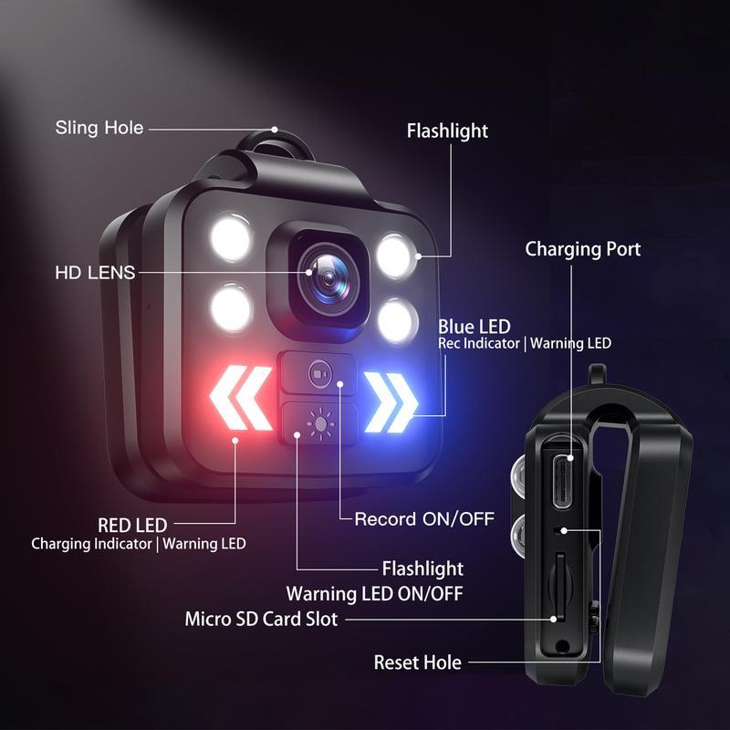 Máy quay phim cơ thể Mini Video Recorder Sports Night Vision 1080p Máy ghi máy ảnh HD cho nhân viên bảo vệ thực thi pháp luật ngoài trời tại nhà